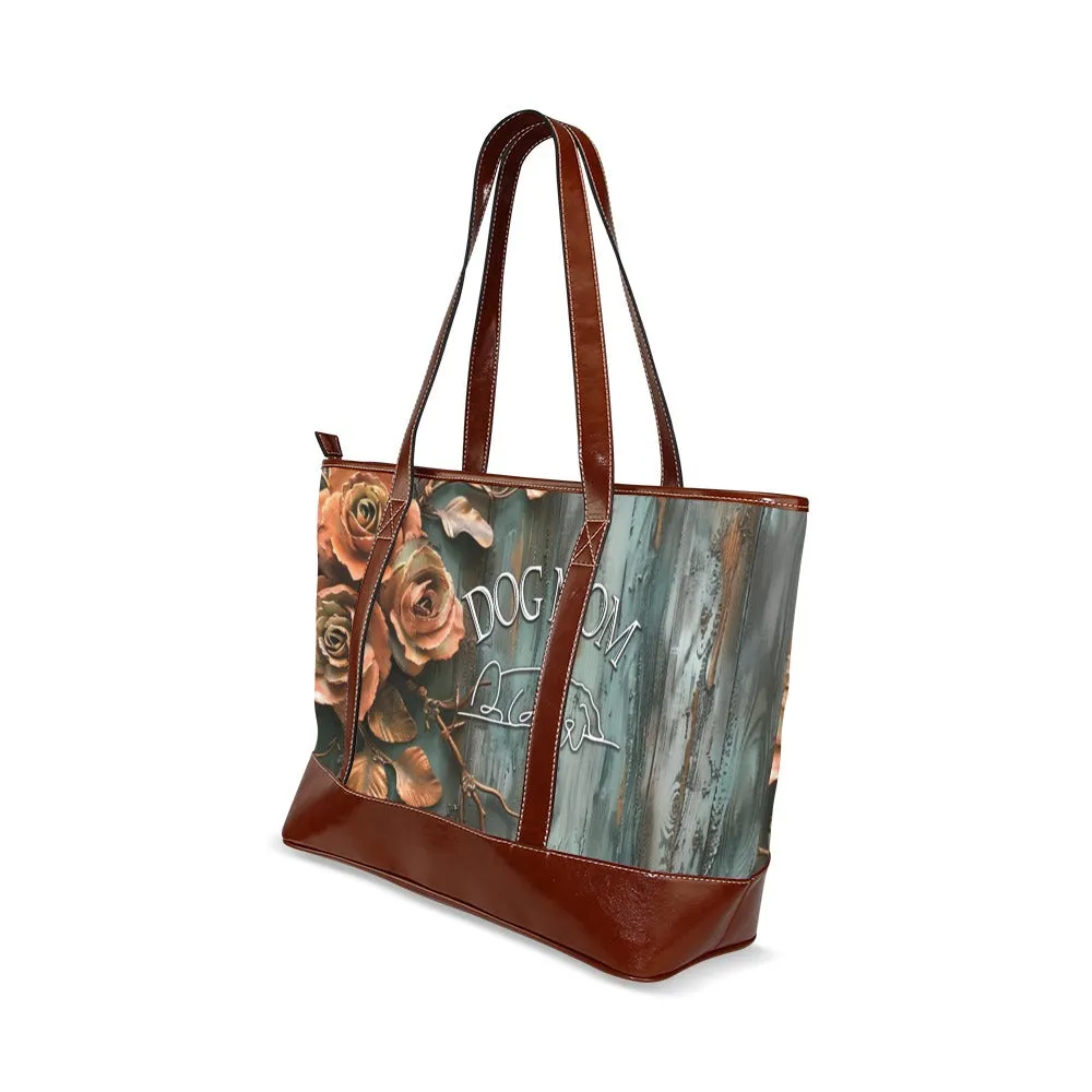 Farmhouse Patina Rose American Zipper Carry-All Large Tote Bag
