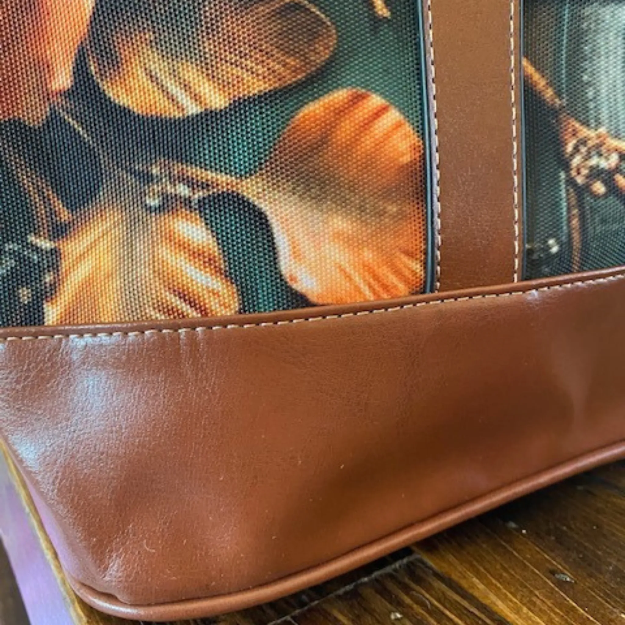 Farmhouse Patina Rose American Zipper Carry-All Large Tote Bag