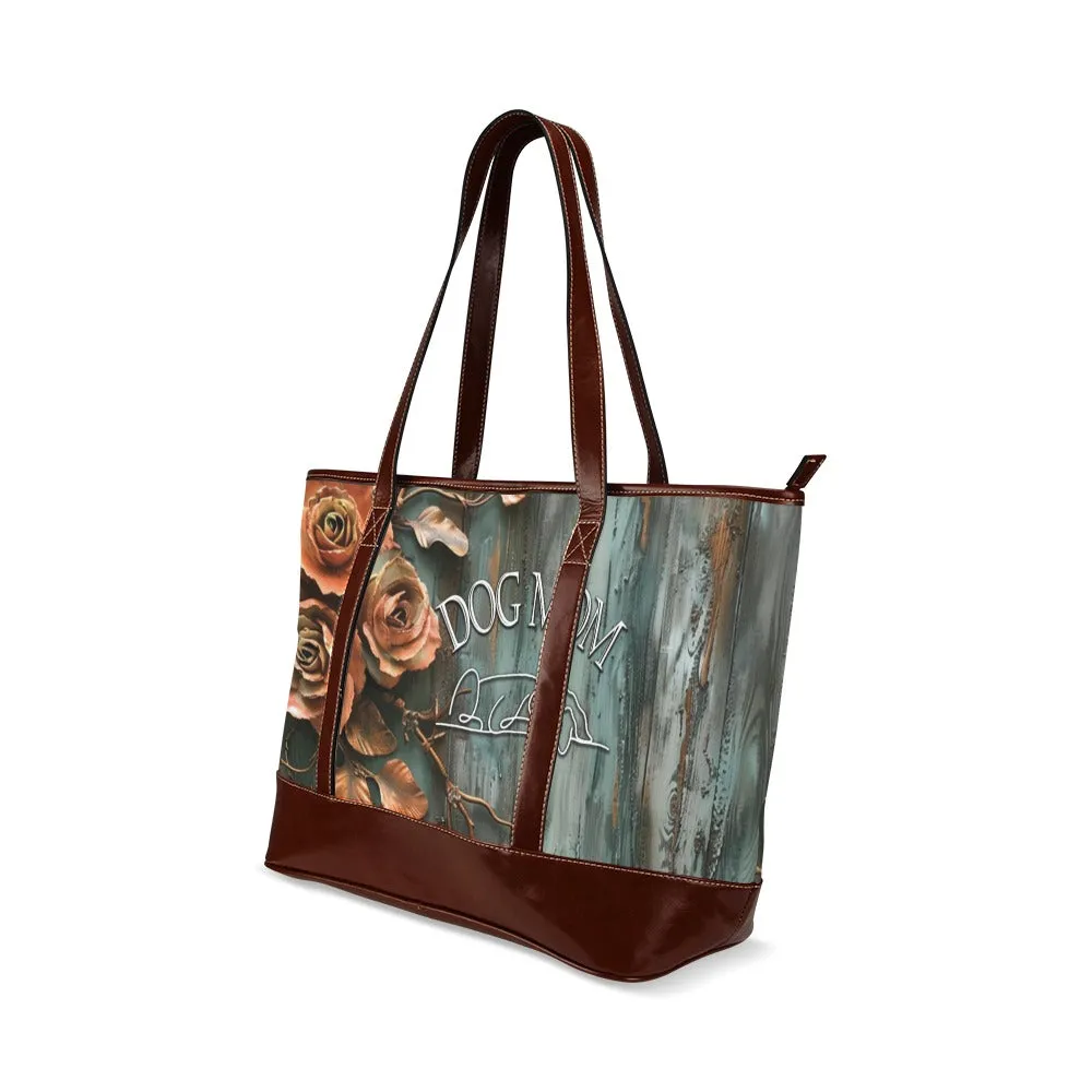 Farmhouse Patina Rose American Zipper Carry-All Large Tote Bag