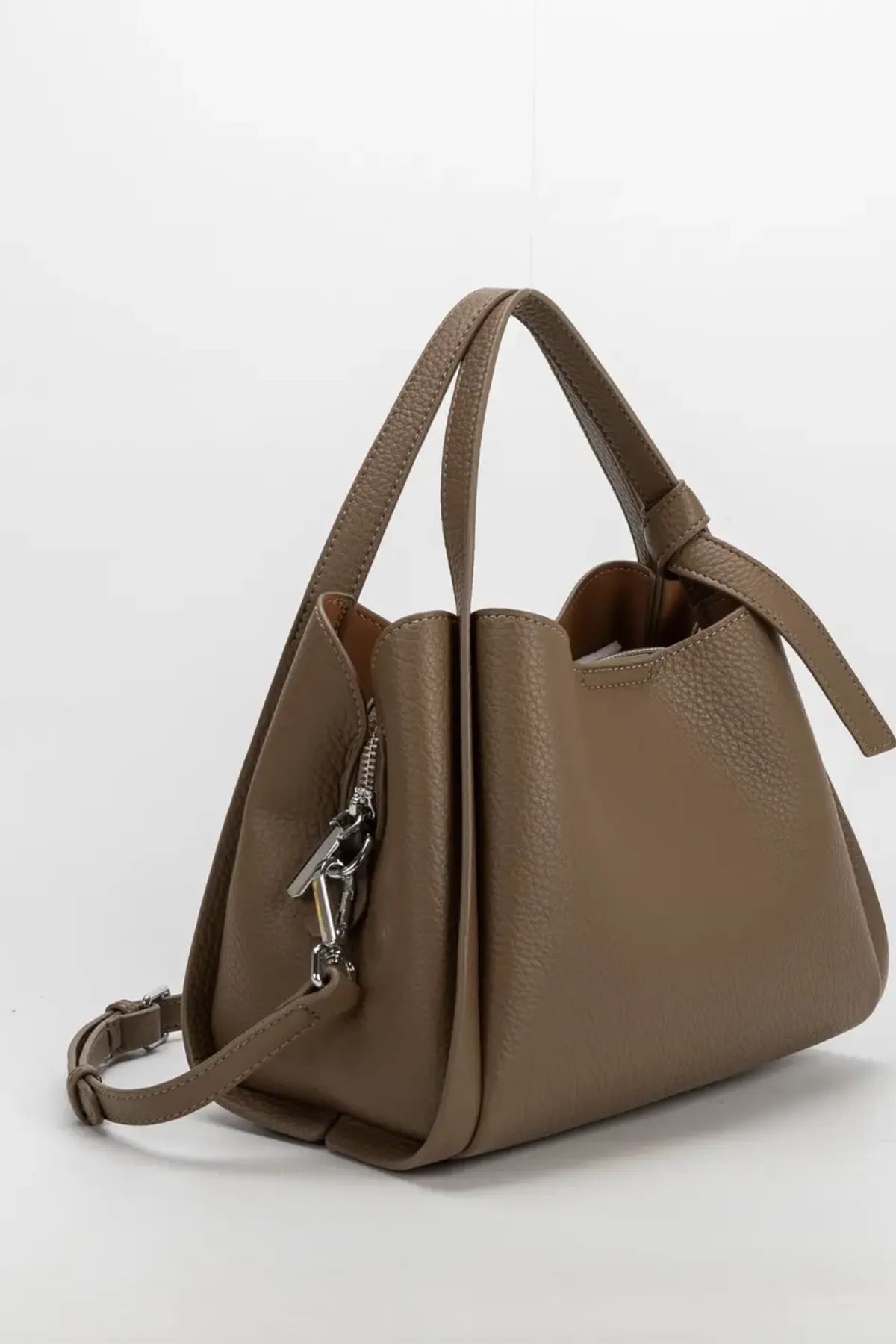 Felicity Taupe Recycled Vegan Top Handle Bag