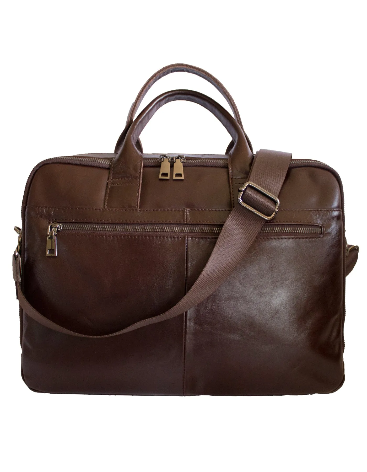 Fino FN8805 Unisex Genuine Leather Unisex Business Messenger/ Briefcase - Brown