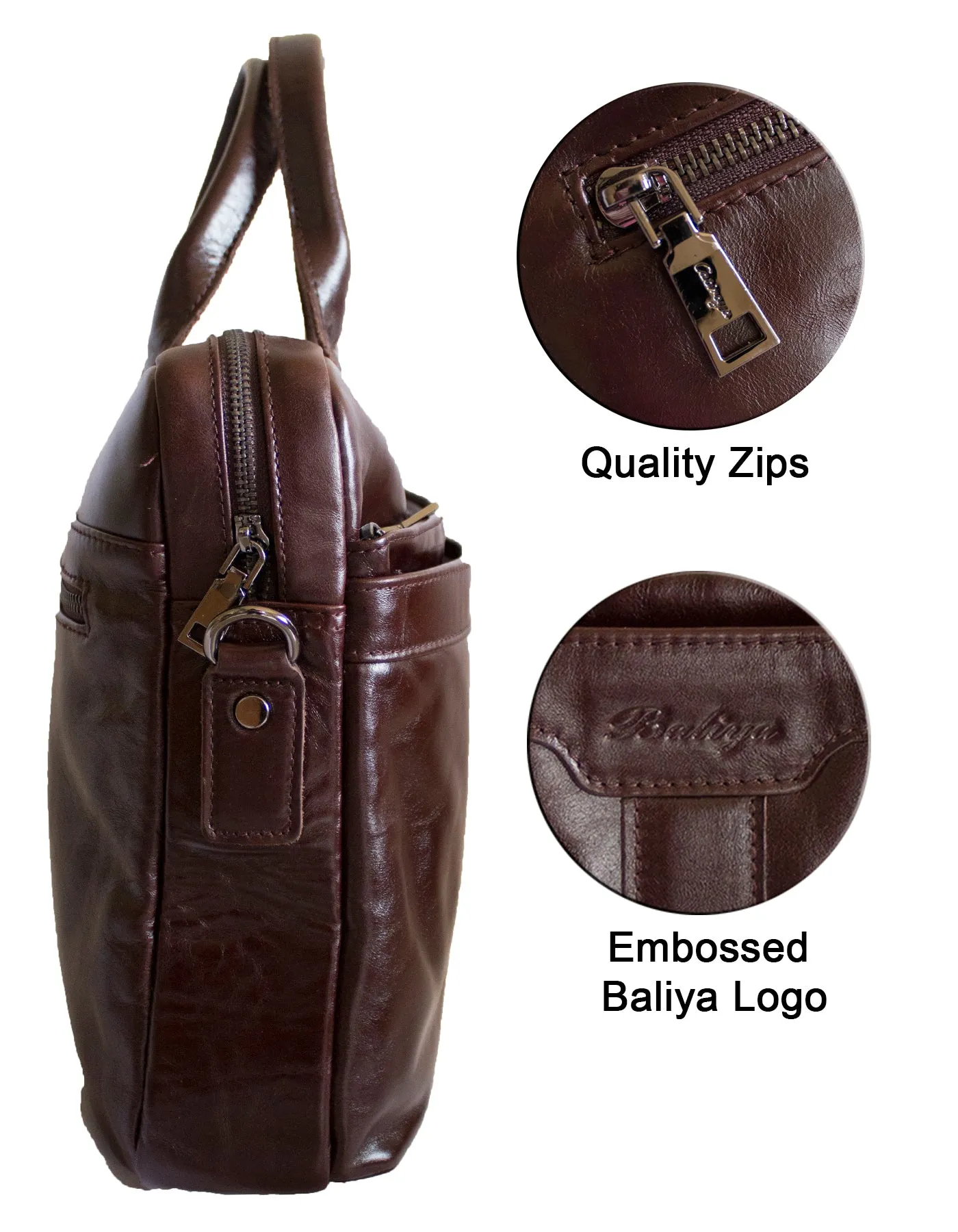 Fino FN8806 Unisex Business Genuine Leather Messenger/ Briefcase - Brown