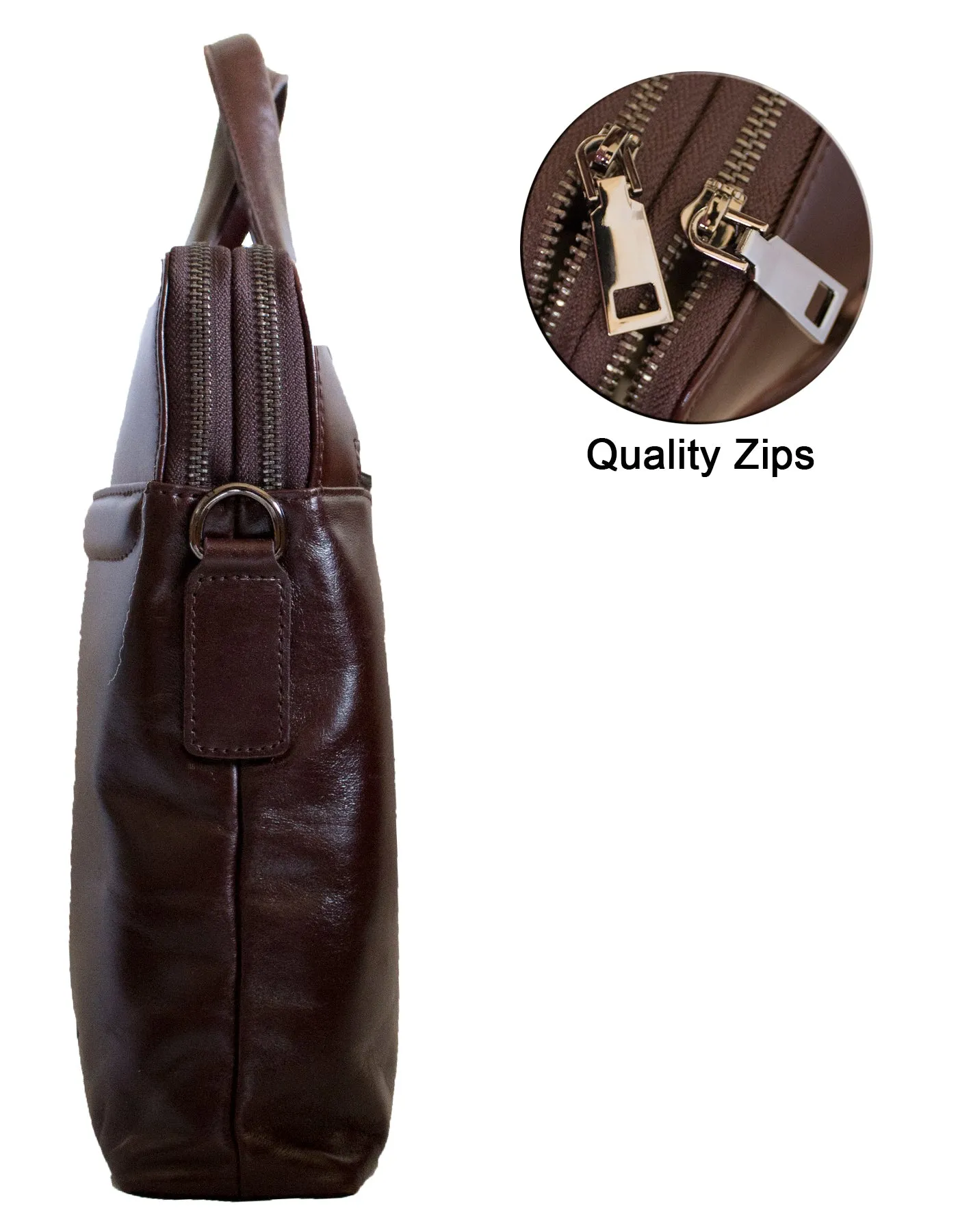 Fino FN8811 Unisex Genuine Leather Unisex Business Messenger/ Briefcase - Brown