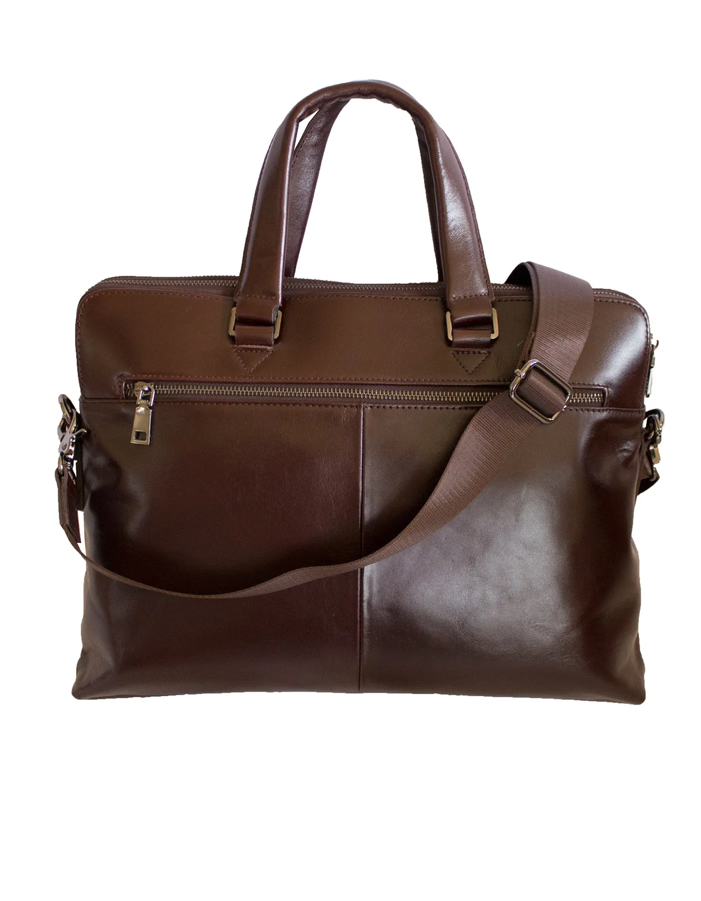Fino FN8811 Unisex Genuine Leather Unisex Business Messenger/ Briefcase - Brown