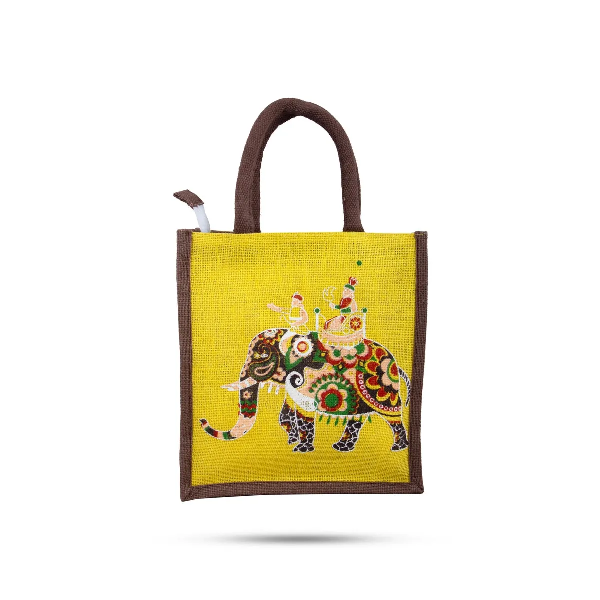 Jute Lunch Bag with Zip - 11 x 10 Inches | Jute Bag/ Handbag/ Tote Bag for Women