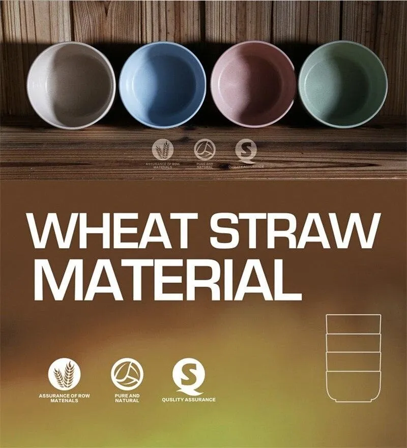 Kitchen Tableware Wheat Straw Bioplastic Bowls - Eco-Friendly Food Grade Wheat Rice Bowls for Meals and Snacks 4 PCS/Set