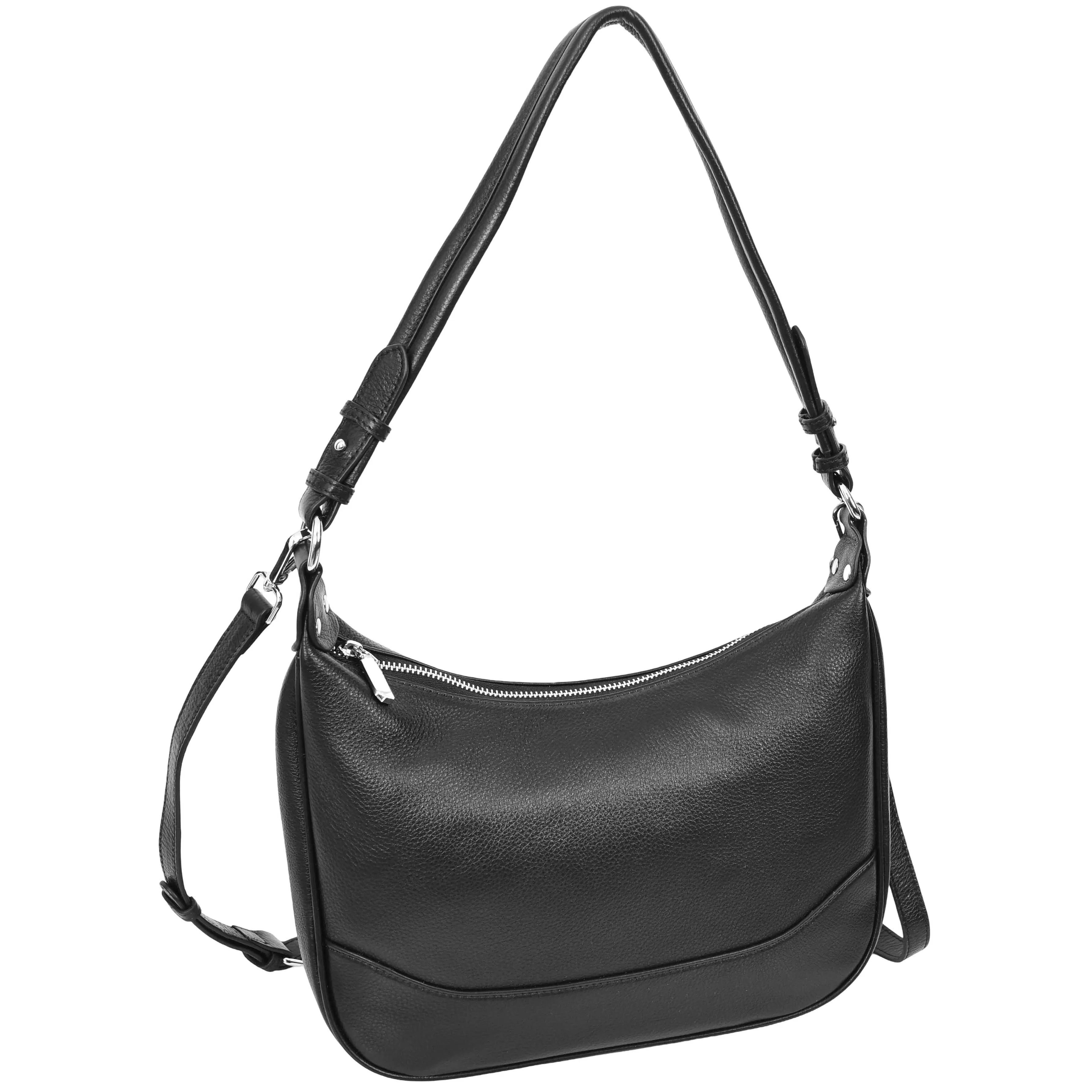 Kitchener Women's Leather  Organiser Hobo Style Shoulder Bag Black