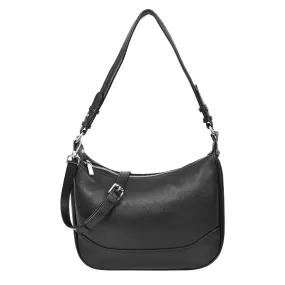 Kitchener Women's Leather  Organiser Hobo Style Shoulder Bag Black