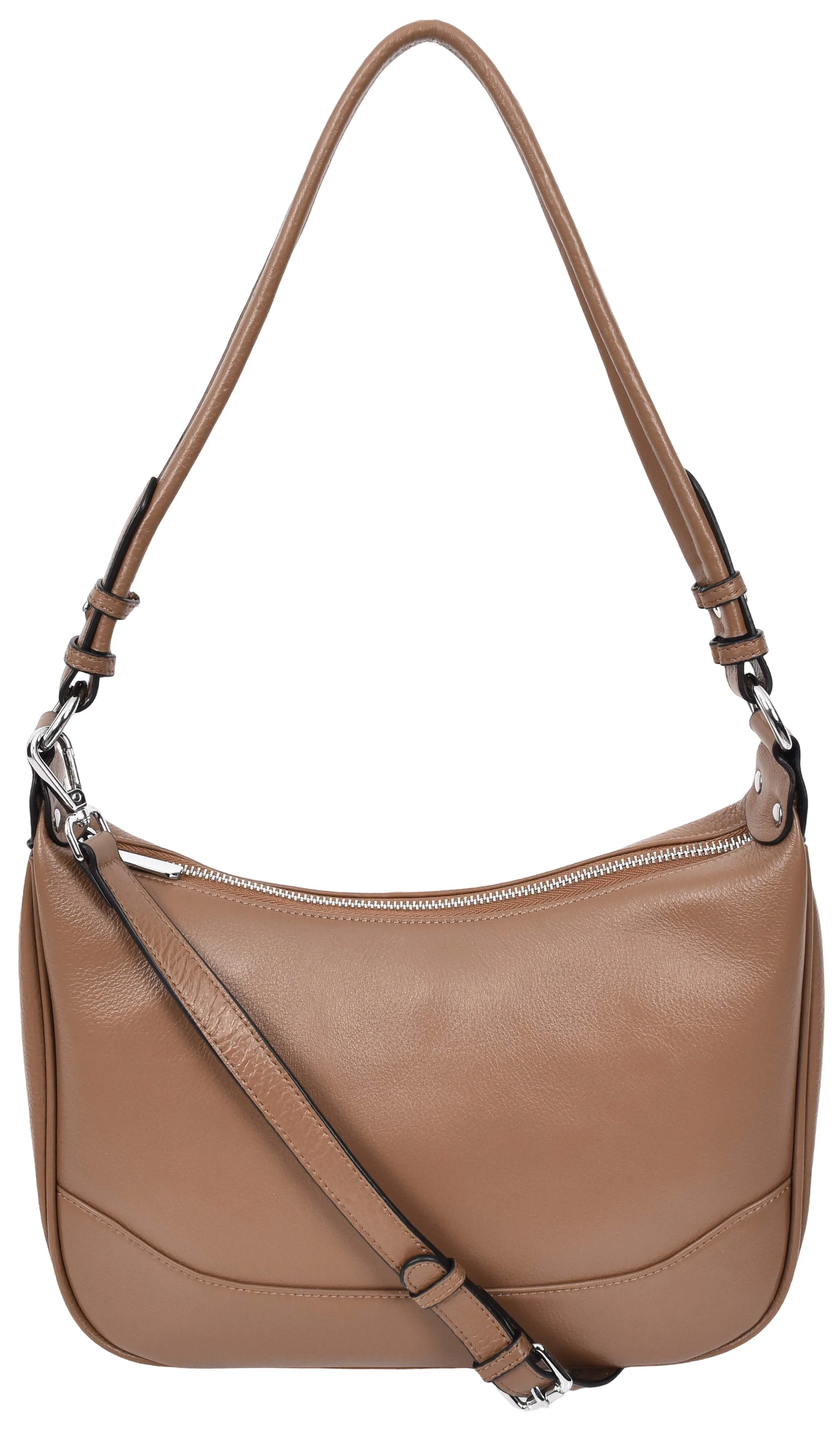 Kitchener Women's Leather  Organiser Hobo Style Shoulder Bag Brown