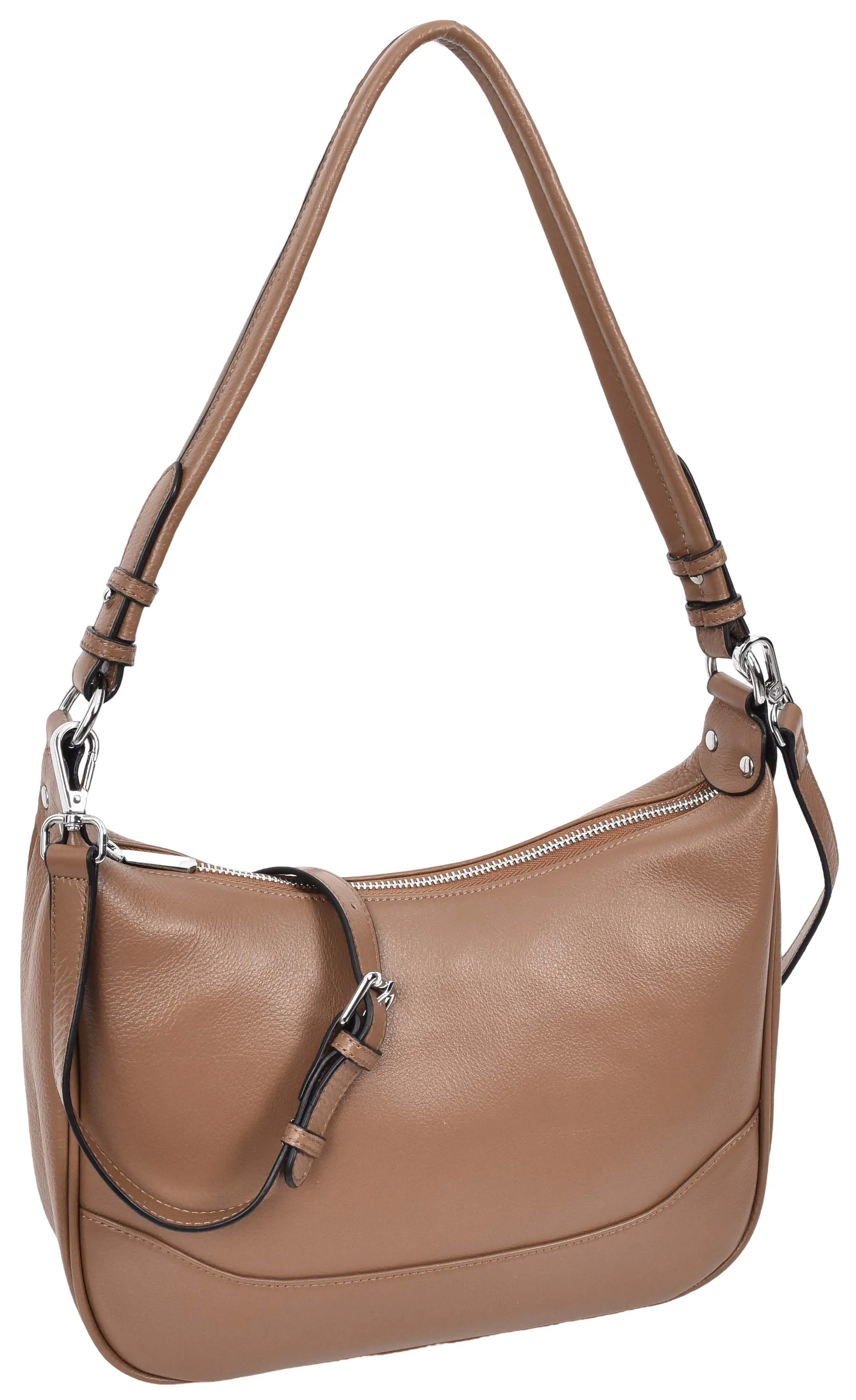 Kitchener Women's Leather  Organiser Hobo Style Shoulder Bag Brown