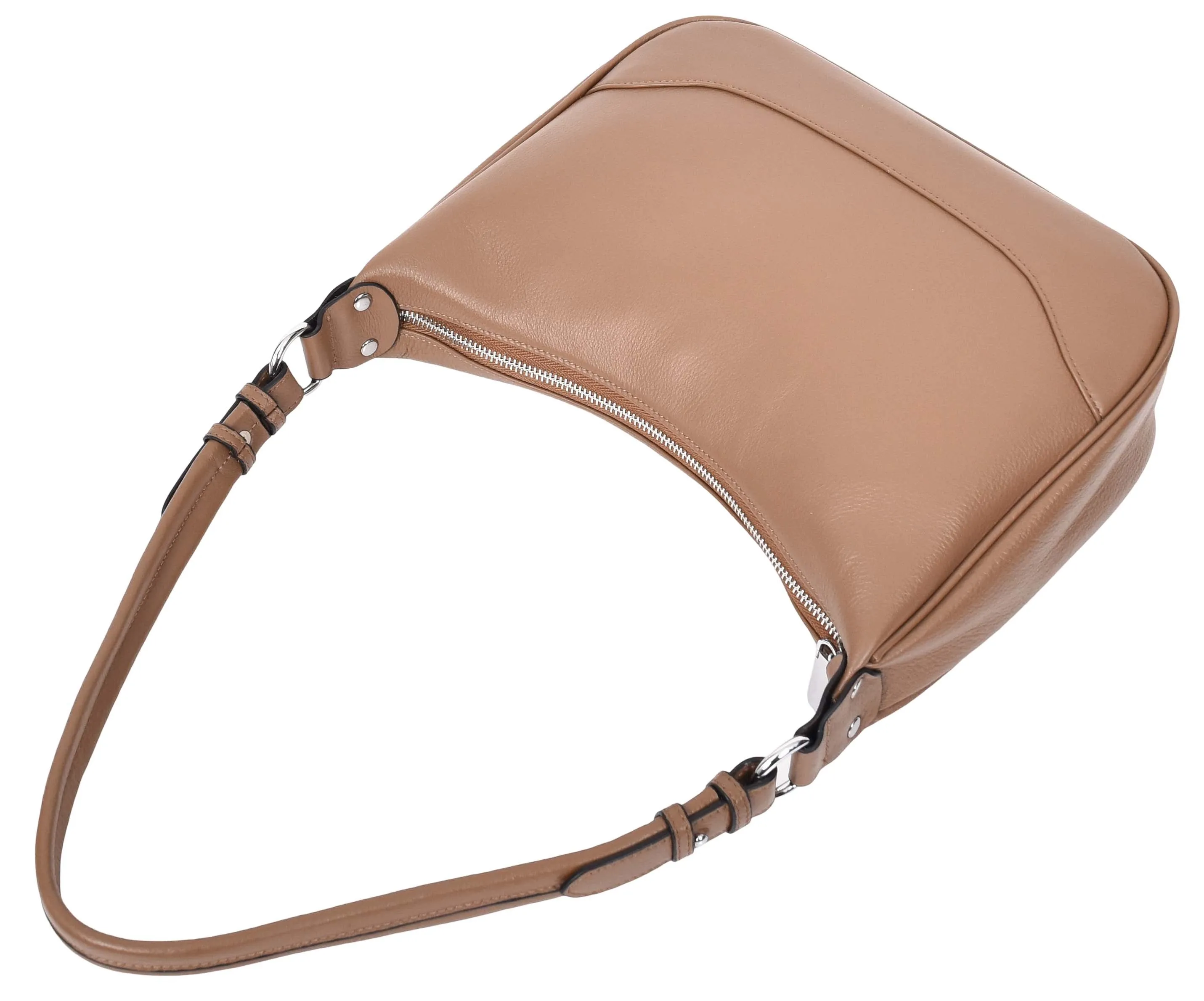 Kitchener Women's Leather  Organiser Hobo Style Shoulder Bag Brown