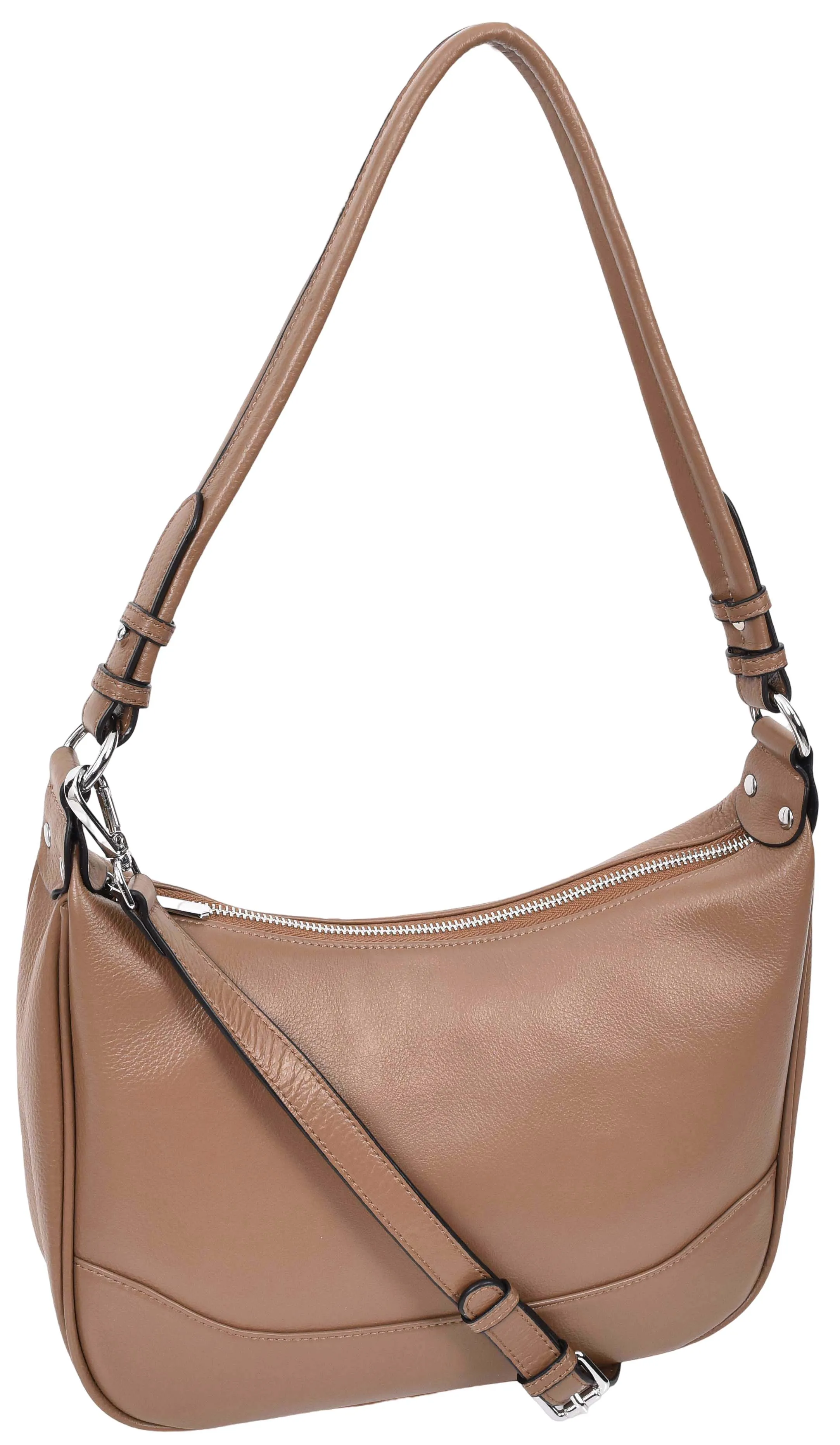 Kitchener Women's Leather  Organiser Hobo Style Shoulder Bag Brown