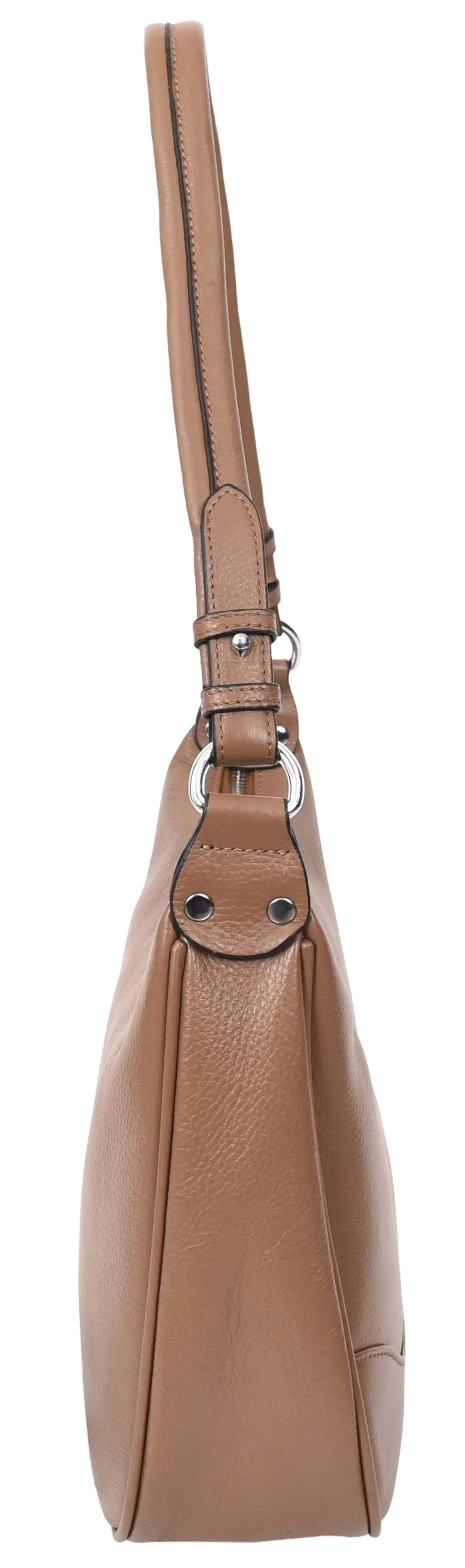 Kitchener Women's Leather  Organiser Hobo Style Shoulder Bag Brown