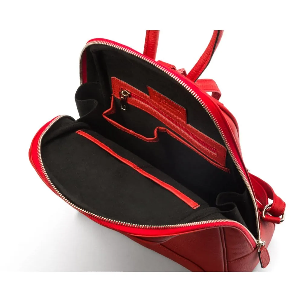 Ladies Leather Backpack - Red