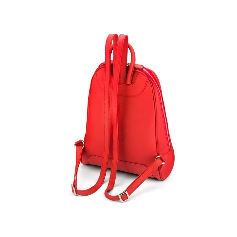 Ladies Leather Backpack - Red
