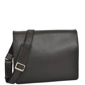 Mens Messenger BLACK Vintage Leather Laptop Office Bag A48