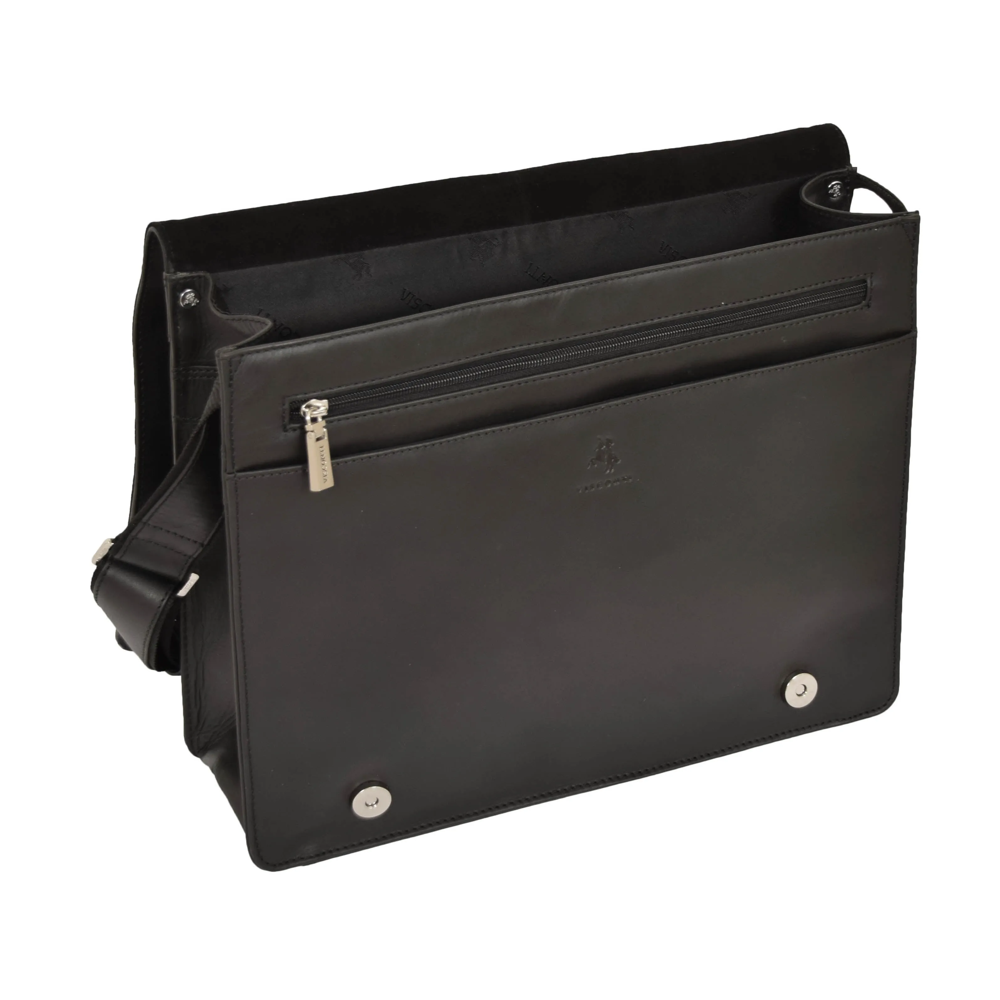 Mens Messenger BLACK Vintage Leather Laptop Office Bag A48