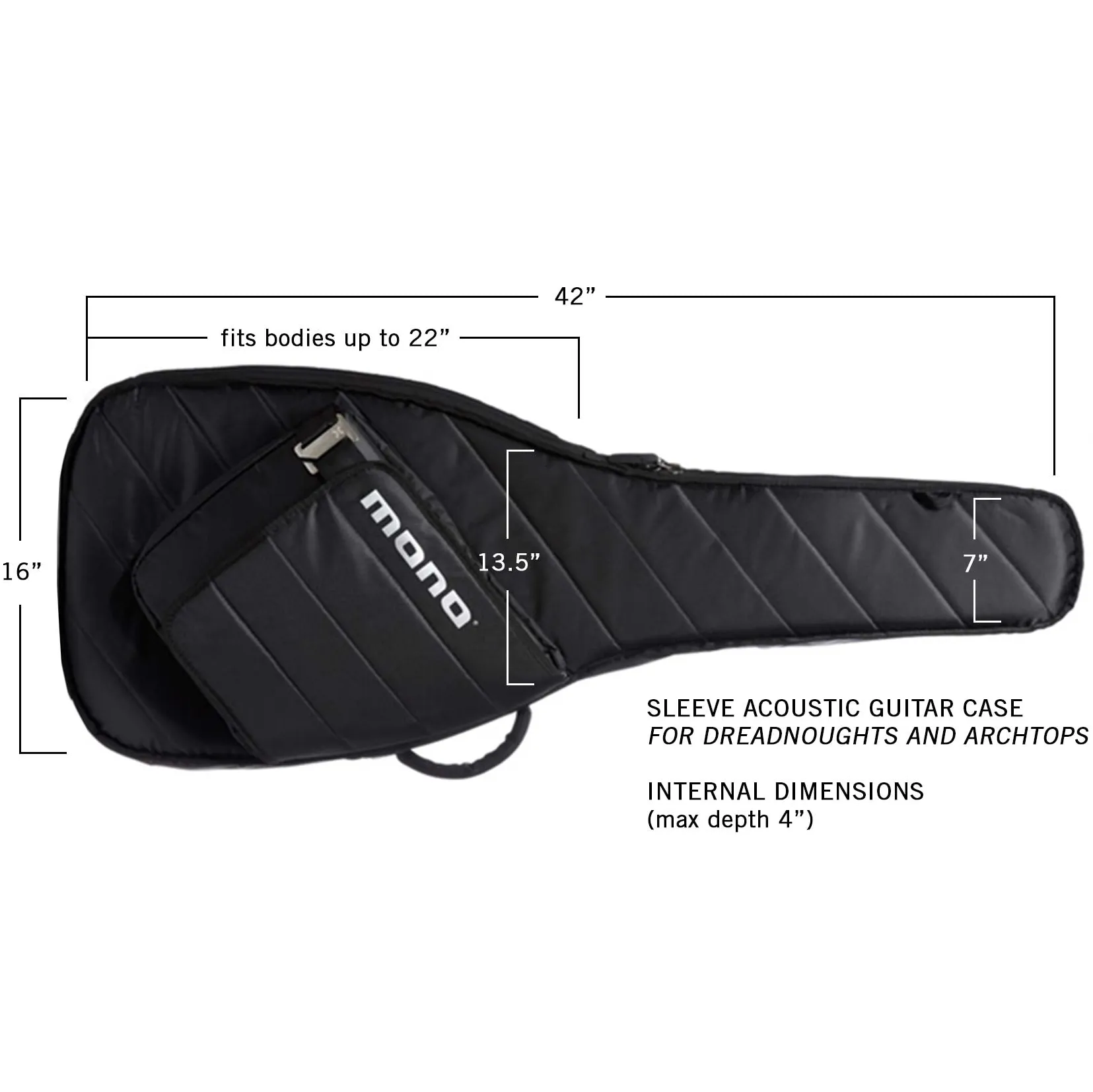 MONO M80-SAD-BLK Sleeve Acoustic Guitar Case, Dreadnought, Black