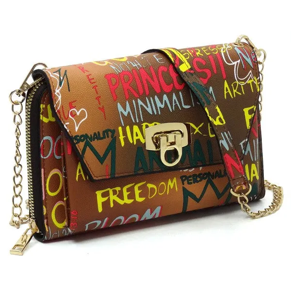 Multi Graffiti Crossbody Clutch