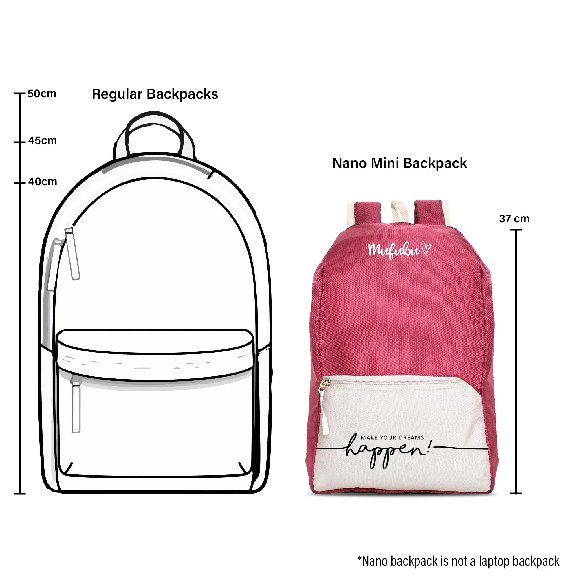Nano Backpack 15 Ltr Make Your Dream Happen Wine   Beige