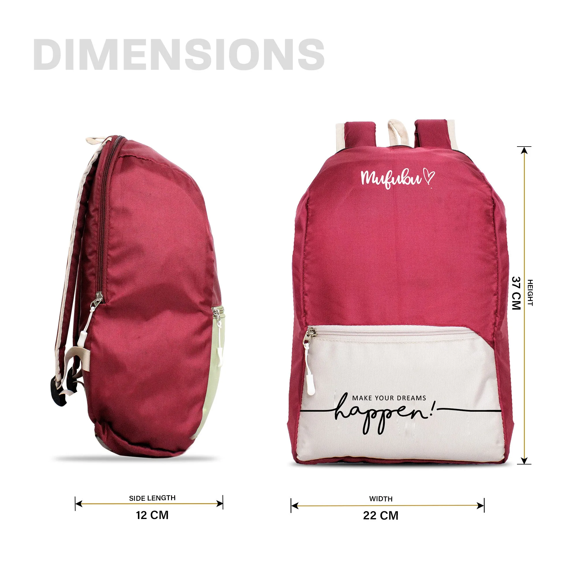 Nano Backpack 15 Ltr Make Your Dream Happen Wine   Beige