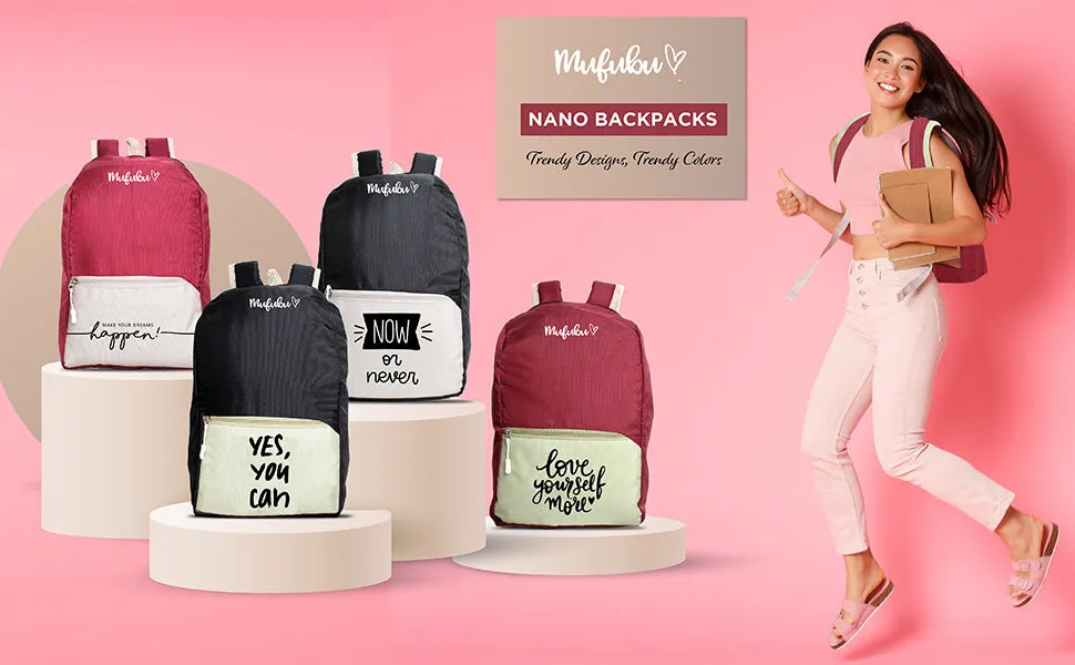 Nano Backpack 15 Ltr Make Your Dream Happen Wine   Beige