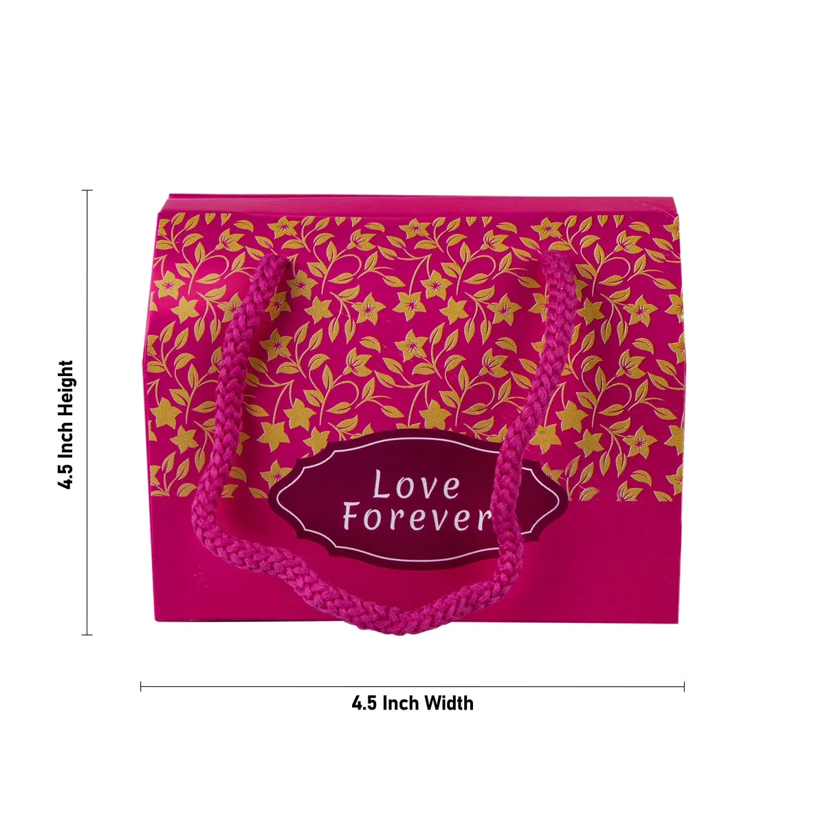 Paper Packing Box With Handle Set - 4.5 x 4.5 x 2.3 Inches | 6 Pcs/ Paper Gift Packages for Wedding