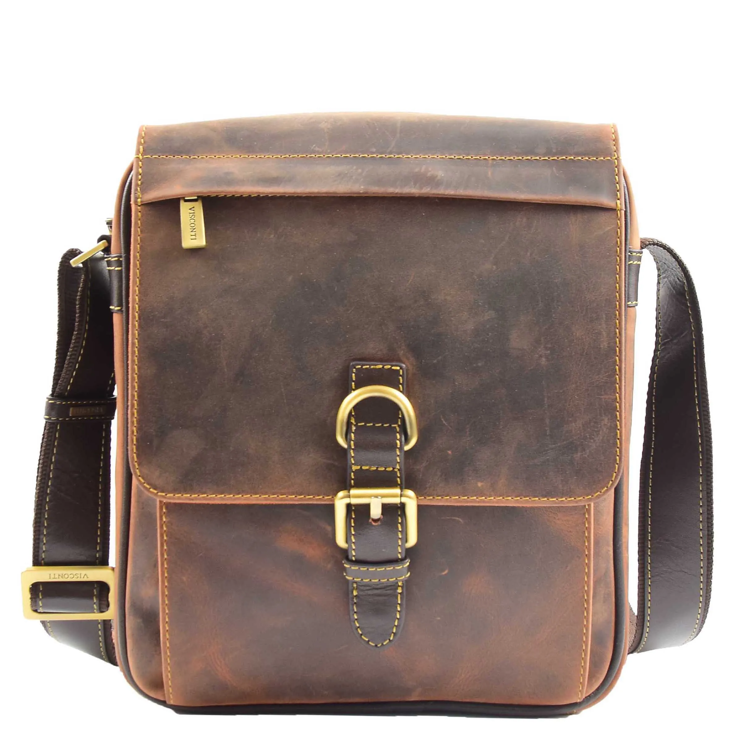 Real Leather Messenger Shoulder Organiser Vintage Bag A110 Tan