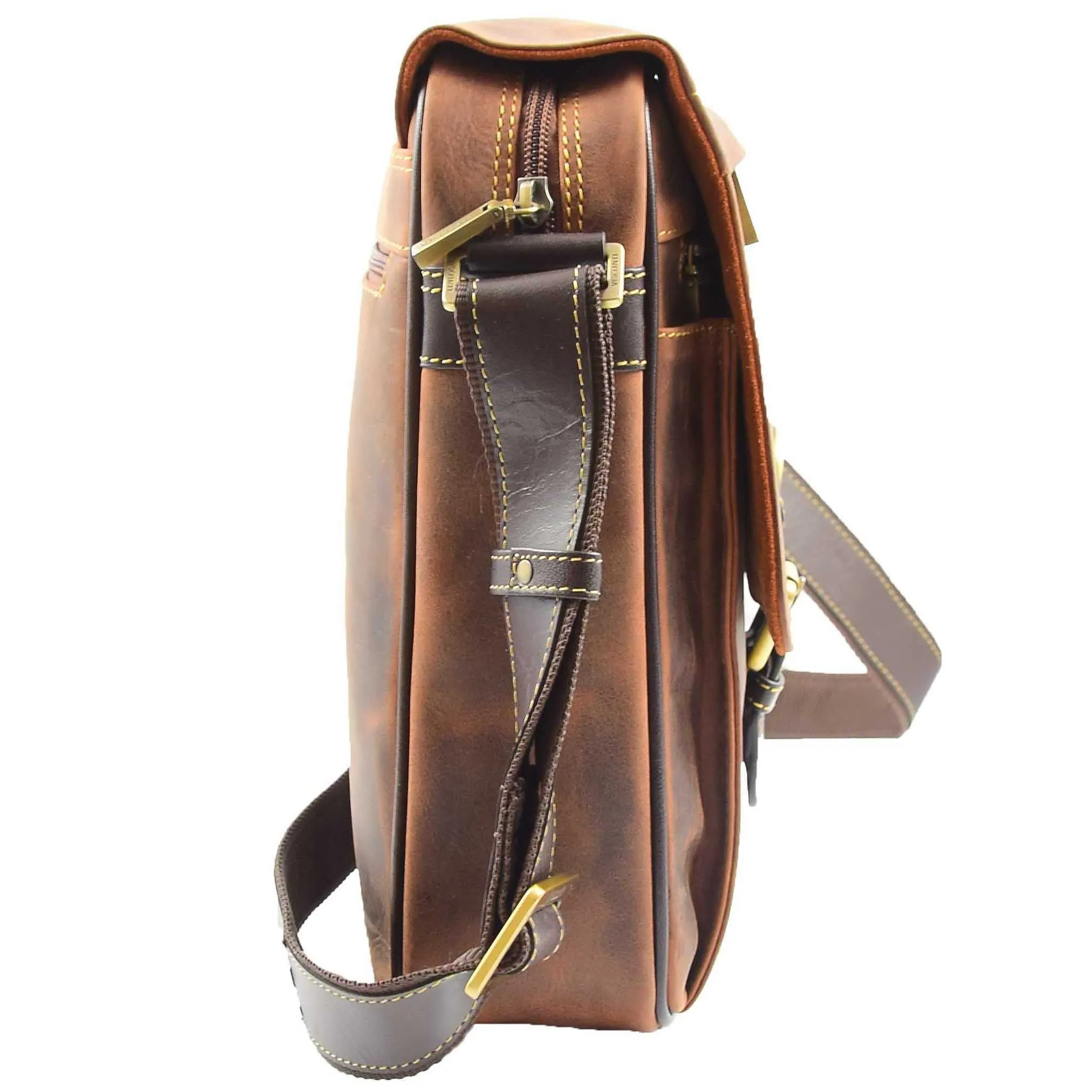 Real Leather Messenger Shoulder Organiser Vintage Bag A110 Tan