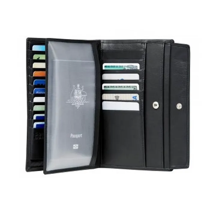 SAMSONITE DLX LEATHER WALLETS COMPACT WALLET PLUS 17CC BLACK