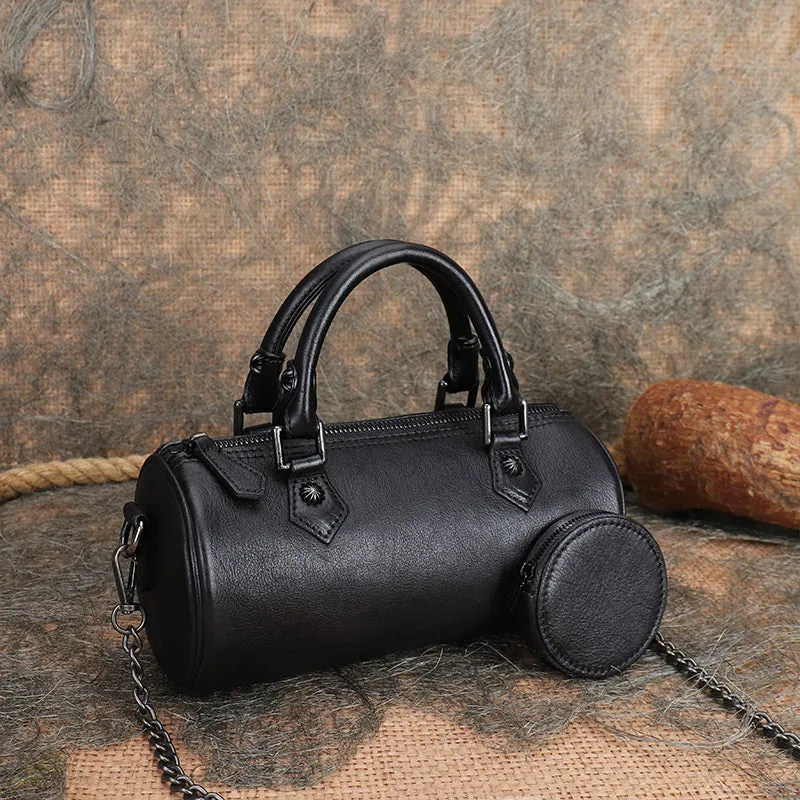 Stylish Ladies Barrel Handbag Brown Shoulder Bag For Women