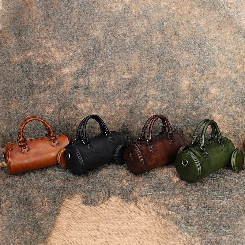 Stylish Ladies Barrel Handbag Brown Shoulder Bag For Women