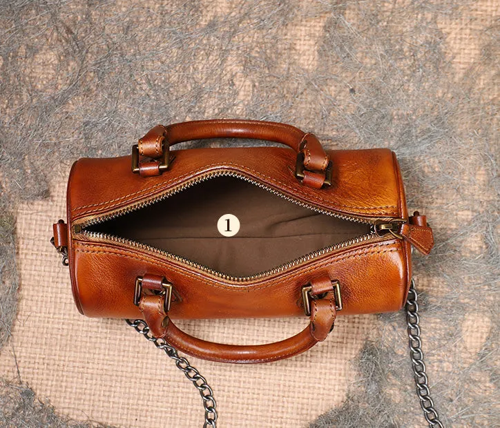 Stylish Ladies Barrel Handbag Brown Shoulder Bag For Women