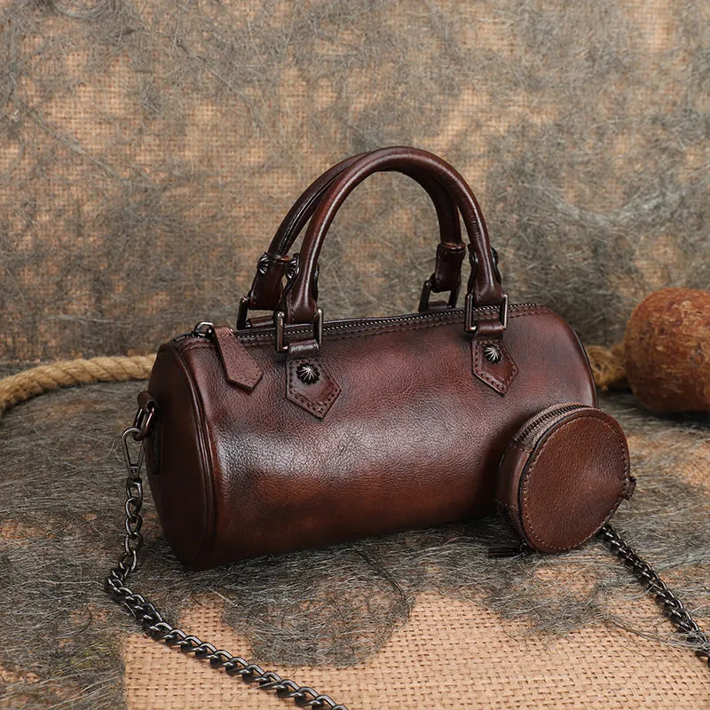 Stylish Ladies Barrel Handbag Brown Shoulder Bag For Women