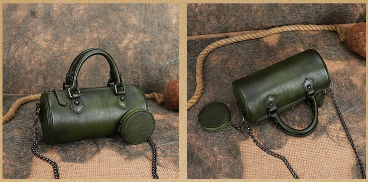 Stylish Ladies Barrel Handbag Brown Shoulder Bag For Women
