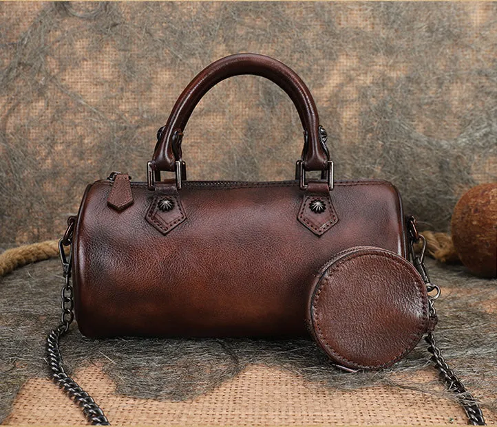 Stylish Ladies Barrel Handbag Brown Shoulder Bag For Women
