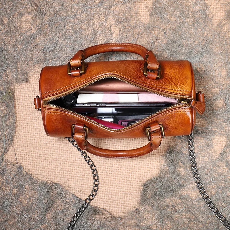 Stylish Ladies Barrel Handbag Brown Shoulder Bag For Women