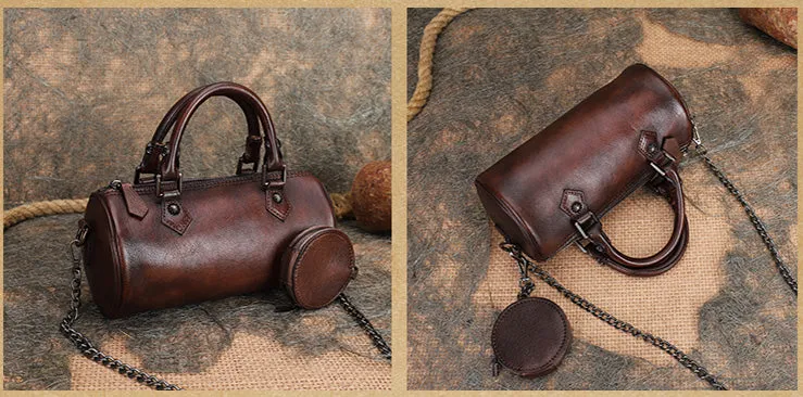 Stylish Ladies Barrel Handbag Brown Shoulder Bag For Women