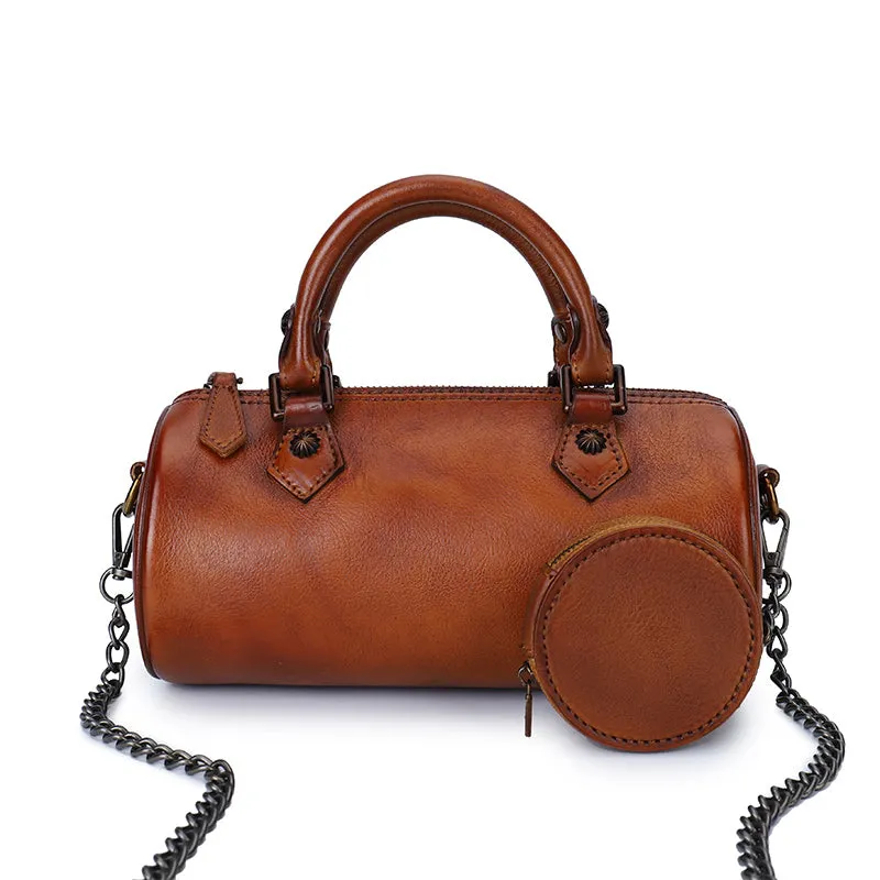 Stylish Ladies Barrel Handbag Brown Shoulder Bag For Women