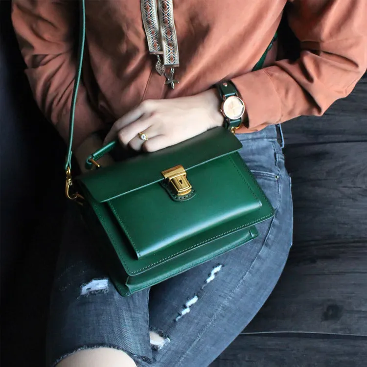 Stylish Women Brown Leather Satchel Bag Crossbody Bags Handbags