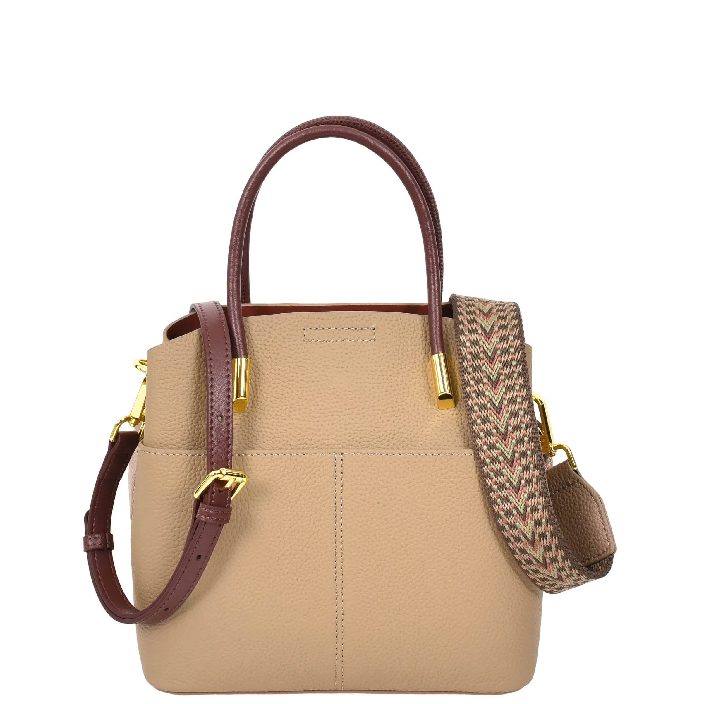 Womens Exquisite Leather Small Tote Smart Casual Fashion Crossbody Bag Allure Beige