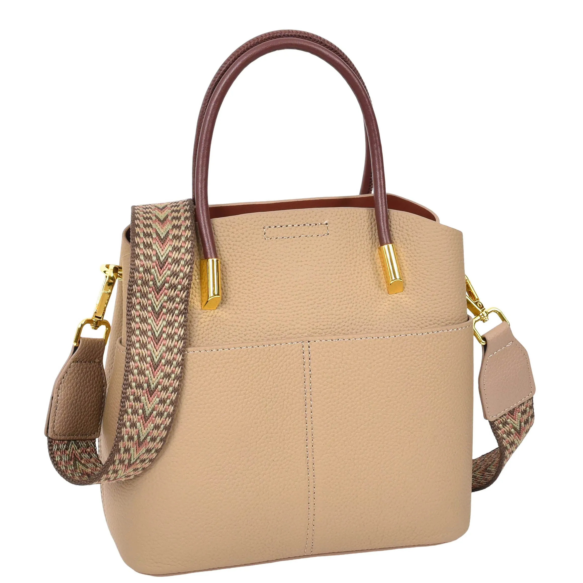 Womens Exquisite Leather Small Tote Smart Casual Fashion Crossbody Bag Allure Beige