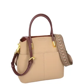 Womens Exquisite Leather Small Tote Smart Casual Fashion Crossbody Bag Allure Beige