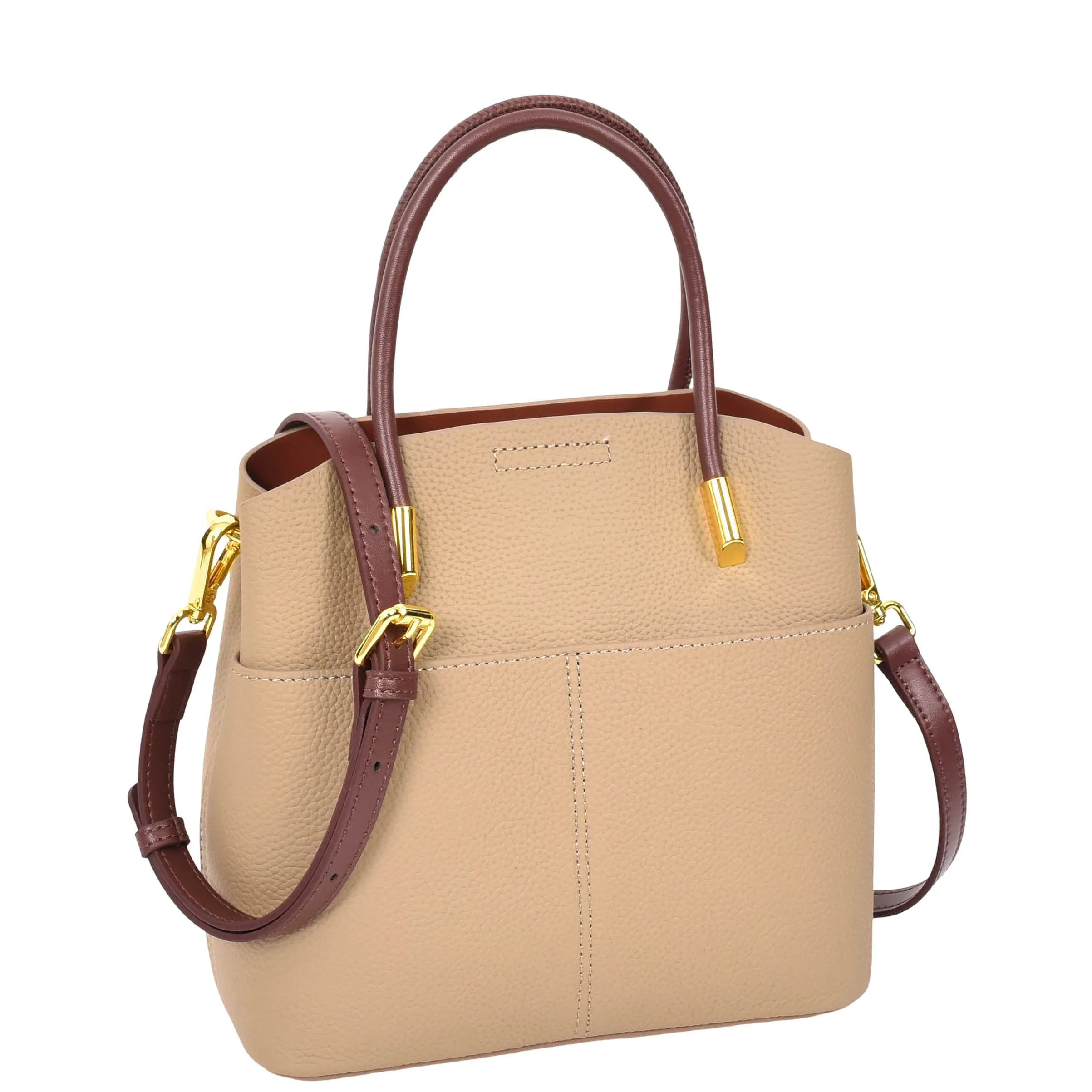 Womens Exquisite Leather Small Tote Smart Casual Fashion Crossbody Bag Allure Beige