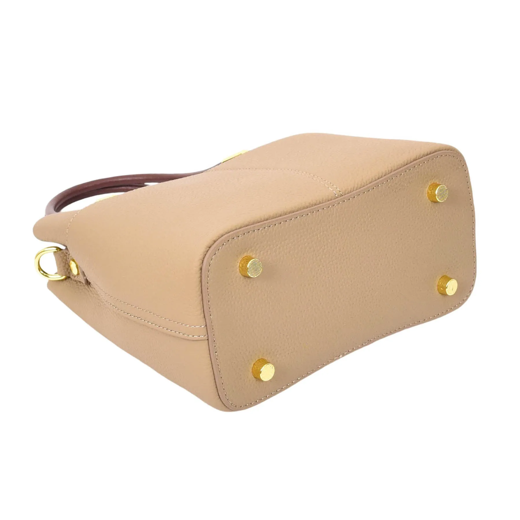 Womens Exquisite Leather Small Tote Smart Casual Fashion Crossbody Bag Allure Beige