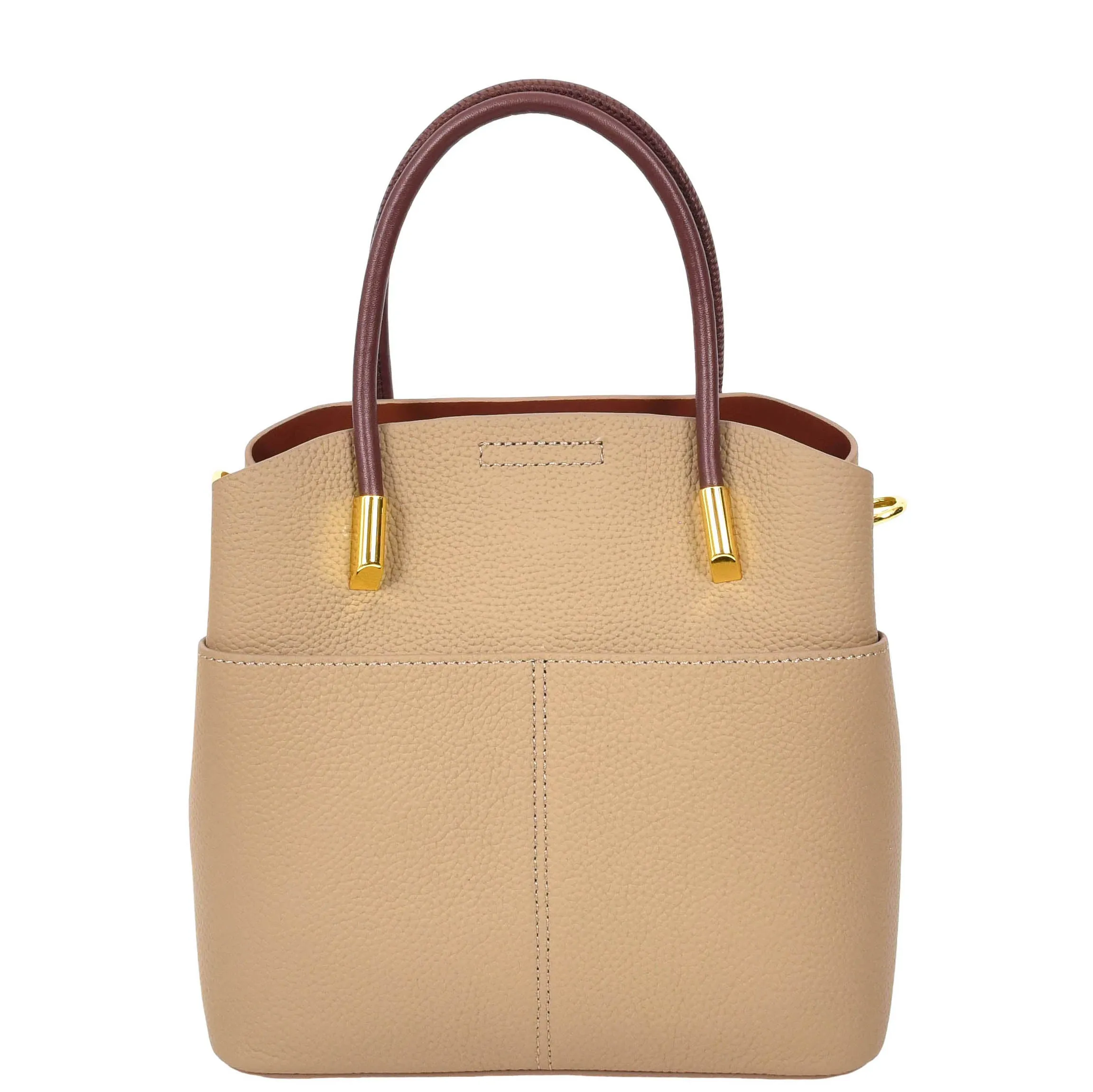 Womens Exquisite Leather Small Tote Smart Casual Fashion Crossbody Bag Allure Beige