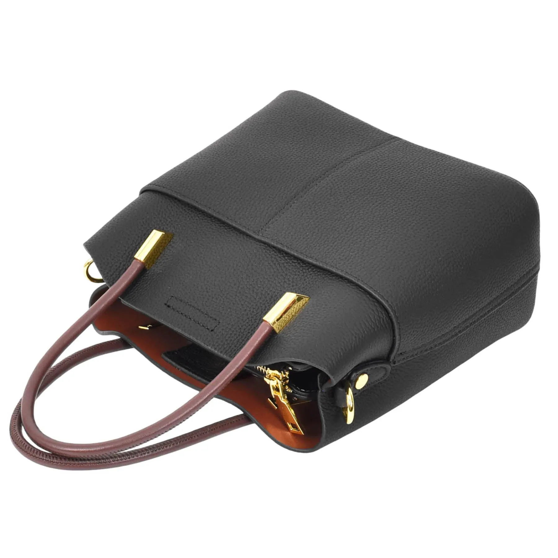 Womens Exquisite Leather Small Tote Smart Casual Fashion Crossbody Bag Allure Black