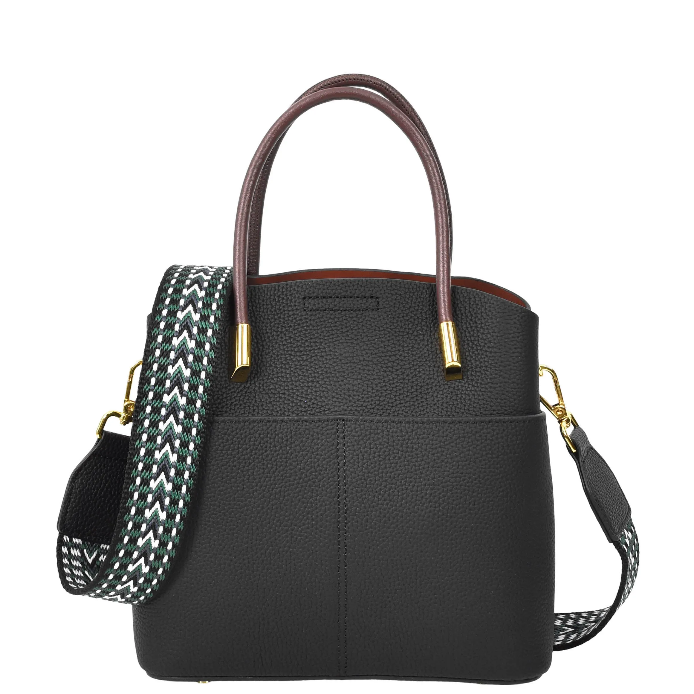 Womens Exquisite Leather Small Tote Smart Casual Fashion Crossbody Bag Allure Black
