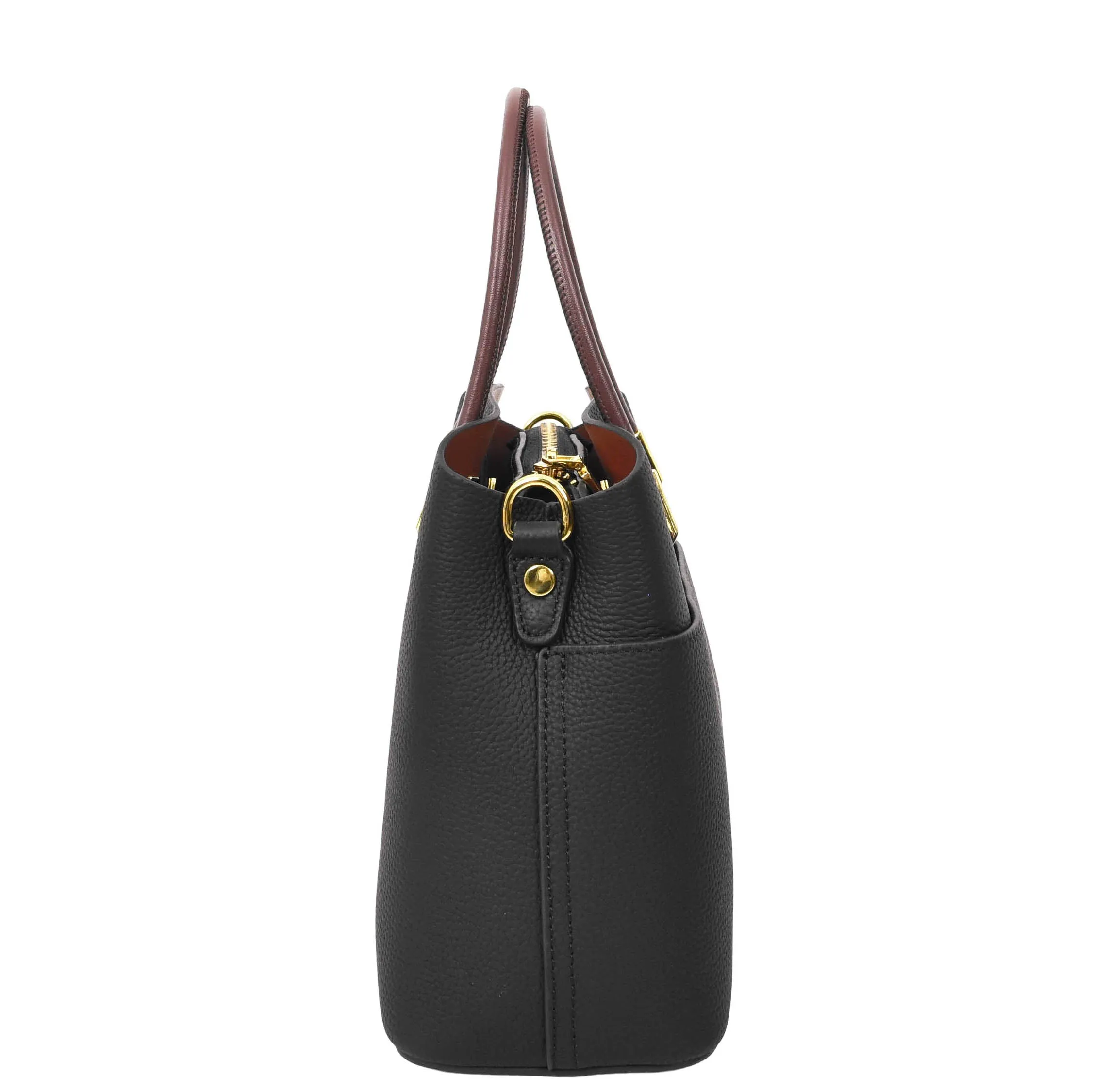 Womens Exquisite Leather Small Tote Smart Casual Fashion Crossbody Bag Allure Black