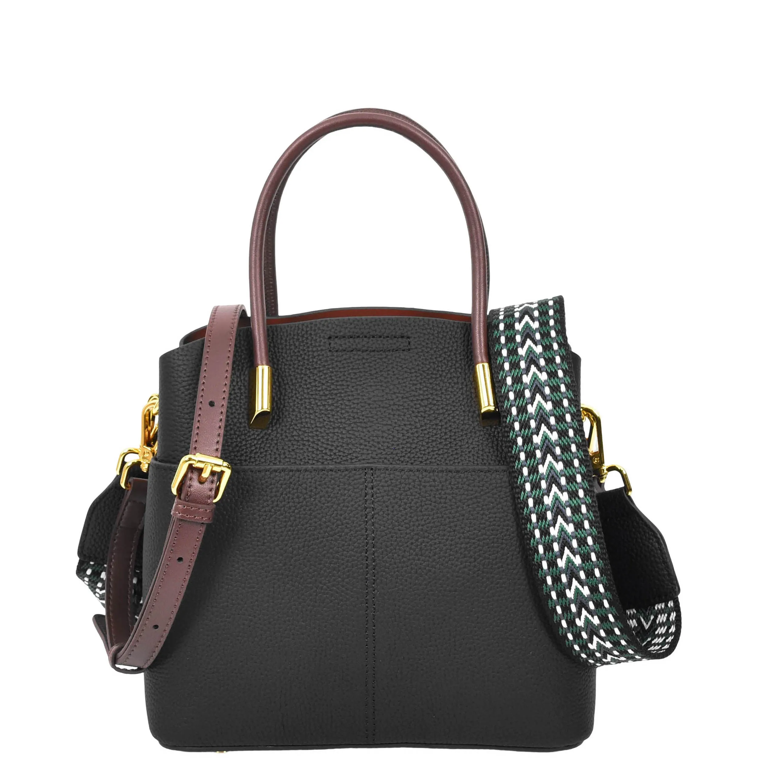 Womens Exquisite Leather Small Tote Smart Casual Fashion Crossbody Bag Allure Black